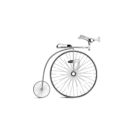 Sketch retro bike on white background.のイラスト素材