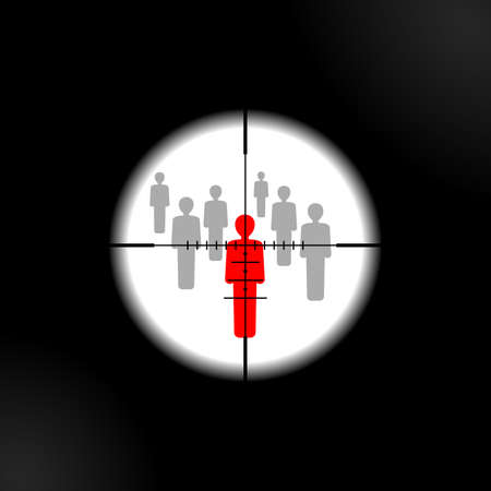 Terrorism danger and War conflict - aiming to people with optical sight - target lens view - vector conceptのイラスト素材