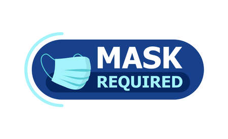 Mask required warning prevention sign - virus protection face mask in rounded frame - isolated vector stickerのイラスト素材