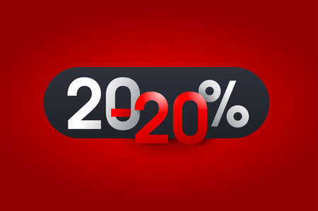 2020 New Year 20 off sale banner - limited winter holiday special offer element for promo advertising, flyer or poster - isolated digits and percentage signのイラスト素材