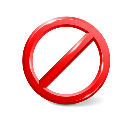 Forbidden sign empty template - crosser out red prohibit caution circle in 3D embossed style - isolated vector elementのイラスト素材