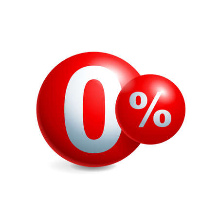 0 - zero percent 3D icon sticker - credit without commission - isolated vectoe elementのイラスト素材