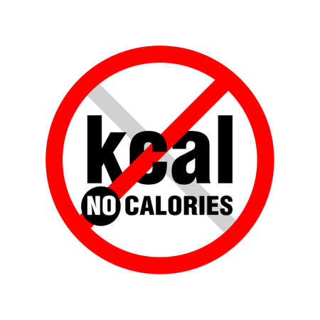 No calories prohibition sign - crossed out kcal word - isolated pictogram for healthy diet food productsのイラスト素材