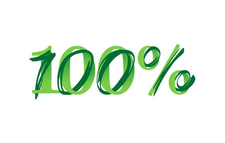 100 digits with combination of font and drawn strokes - creative green decoration elementのイラスト素材