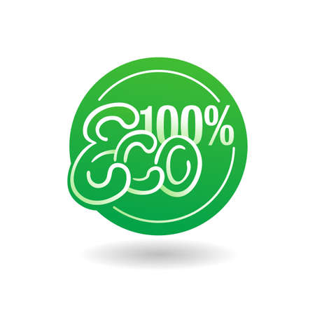 100 ECO sticker for natural poducts (nutrition, cosmetics, food, technology) - vector isolated elementのイラスト素材