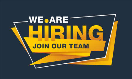 We Are Hiring - Join Our Team creative and catchy banner template - slogan inside angular frame - vector promo elementのイラスト素材