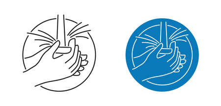 Wash Your Hands stamp - human hand under running water - isolated vector emblemのイラスト素材