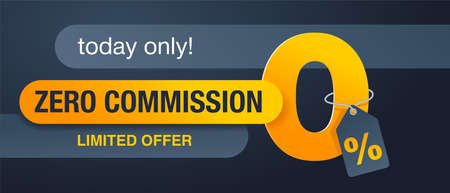 0 zero commission special offer banner template with yellow an dark gray color scheme - vector promo limited offers flyerのイラスト素材