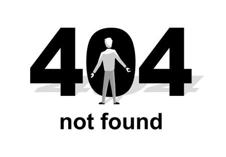 404 error - page not found - confused human standing in front of big digits - creative website decorationのイラスト素材