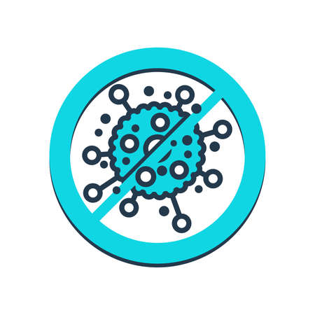 Stop Bacterial epidemy emblem for stamp - quarantine antibacterial and vaccination sign - crossed out virus iconのイラスト素材