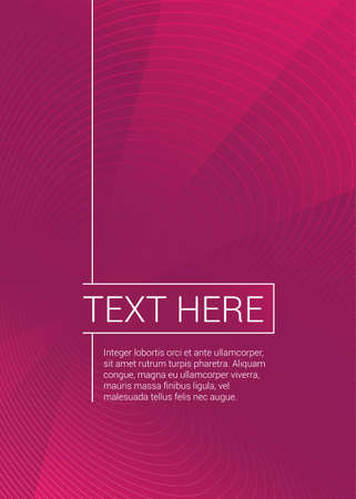 Absctrat purple background with thin wavy lines, gradient segments and sample text - vector vector template for layout of brochure, leaflet, flyer, bannerのイラスト素材