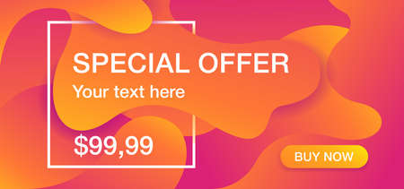 Seasonal sale special offer banner or flyer template - autumn abstract background, sample text for headline, offers, price and Buy Now buttonのイラスト素材