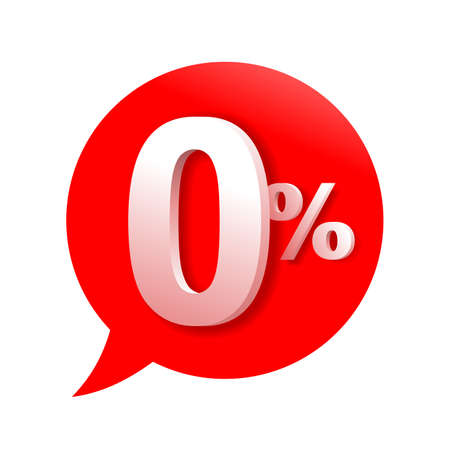 0 commission - zero percent 3D badge in dialog bubble form - promotion advertising sticker for credit and discount programのイラスト素材