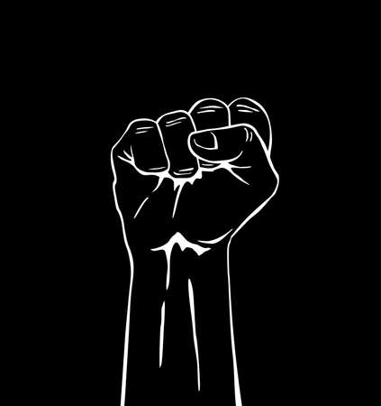 Raised black fist - symbol of political protest - vector element for placadr, banner or posterのイラスト素材