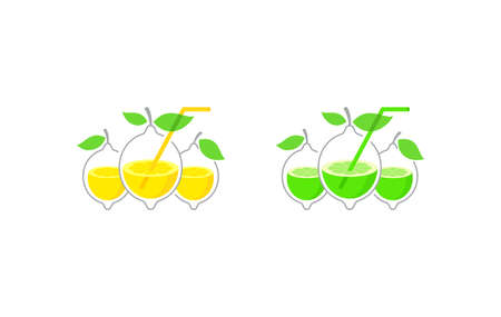 Vector concept in lemon and lime form for cool drinks, lemonades and cocktailsのイラスト素材