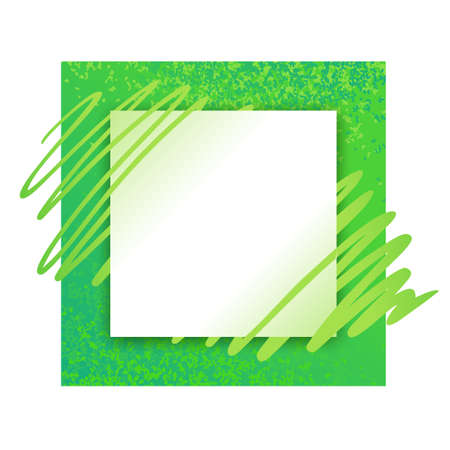 Creative green frame with drawn hatches and grungy texture - vector decorationのイラスト素材