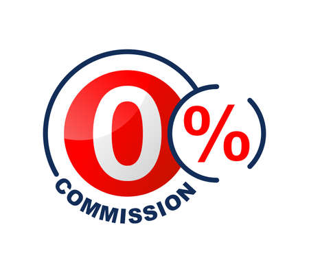 0 commission sticker - zero percents discount credit special offers - isolated vector elementのイラスト素材
