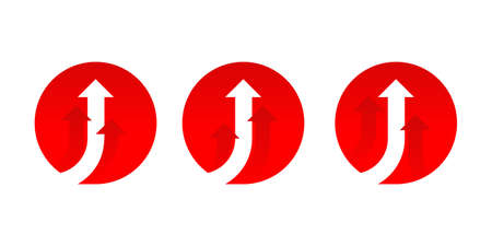 Arrows up set - flat circular icons set with symbols of wealth, growth, profit, career, business - vector illustrationのイラスト素材