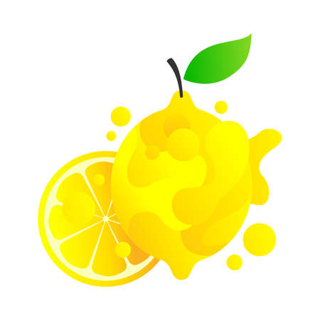 Vector citrus in abstract style - lemon with drops and splashes. For juice, drink, healthy food etcのイラスト素材
