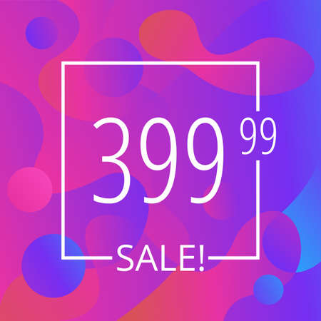 Sale sticker or tag vector template with abstract background, white frame and sample textのイラスト素材