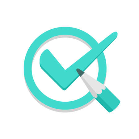 Check mark in unique design - tick icon with pencil writing symbol of choiceのイラスト素材