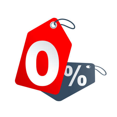 0 - zero percents commission sticker in tag form - isolated element for credit company offersのイラスト素材