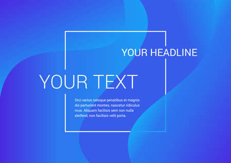 Abstract futuristic vector template - modern wavy colorful gradient background with white frame and sample text - for layout, cover, brochure, banner, landing elementsのイラスト素材