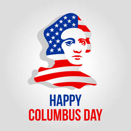 Happy Columbus Day - vector picture for national holiday with flag of USAのイラスト素材