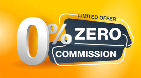 0 zero commission special offer banner template in yellow an dark gray colors - vector promo limited...
