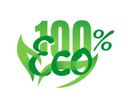100 ECO sticker for natural poducts (nutrition, cosmetics, food, technology) - vector isolated elementのイラスト素材