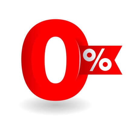 0 commission sticker - zero percents discount credit special offers - isolated vector elementのイラスト素材