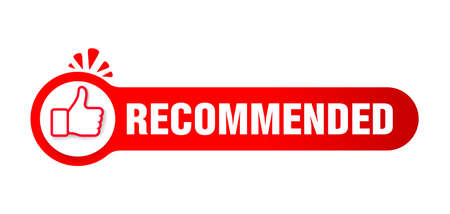 Recommended website button, banner or poster element - top selling best product rating and quality - isolated vector red elementのイラスト素材