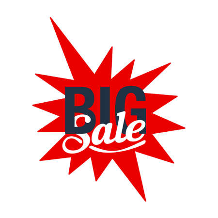Big sale sticker or button - message inside starburst shape - vector isolated elementのイラスト素材