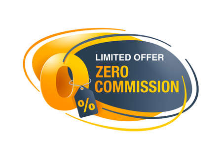 0 zero commission special offer banner template in yellow an dark gray colors - vector promo limited offers flyer or posterのイラスト素材