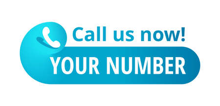 Call us button - template for phone number place in website header - conspicuous sticker with phone headset pictogramのイラスト素材