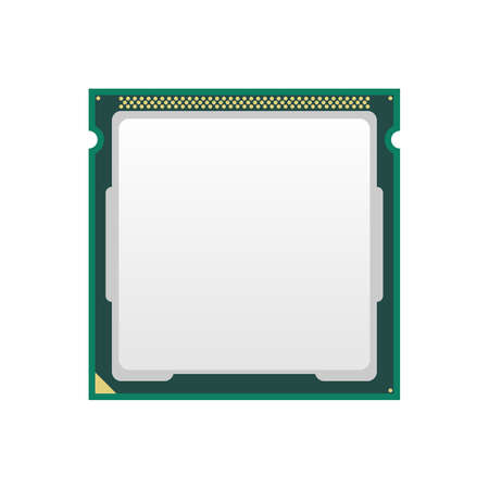 CPU icon - computer central processor chip isolated vector main PC elementのイラスト素材