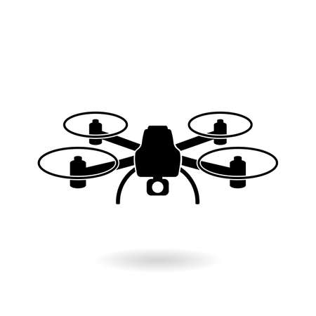 Drone icon - fliyng spy machine device - isolated vector copter silhouetteのイラスト素材