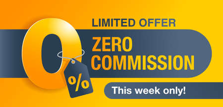 0 zero commission special offer banner template in yellow an dark gray colors - vector promo limited offers flyerのイラスト素材