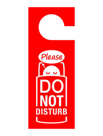 Do not disturb doorhanger template with funny sleeping character - vector service information sign for hotel roomのイラスト素材