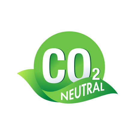 CO2 neutral stamp - zero carbon dioxide emissions for eco-friendly industrial production - vector isolated signのイラスト素材