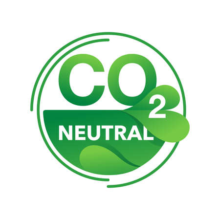 CO2 neutral eco production stamp (net zero carbon footprint) - no air atmosphere pollution - industrial eco-friendly isolated sign in creative eco-friendly decorationのイラスト素材