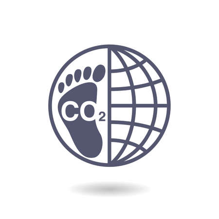 CO2 carboon footprint sign - combination of human foot and Earth Globe - environmental protection and ecology symbolのイラスト素材