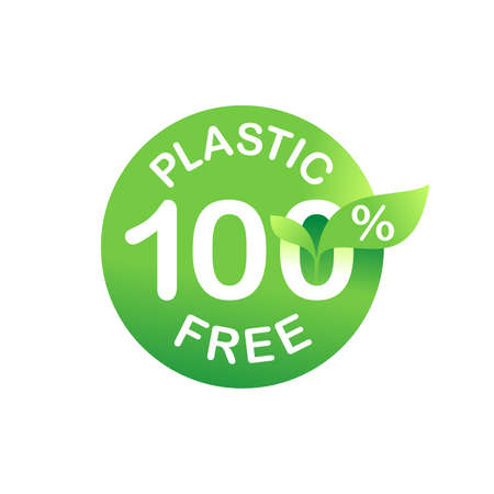 100 plastic-free stamp vector emblemのイラスト素材