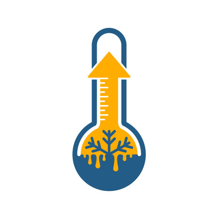 Global warming and climate change concept - mercury thermometer with rising temperature indicator and melting snowflake - vector illustrationのイラスト素材
