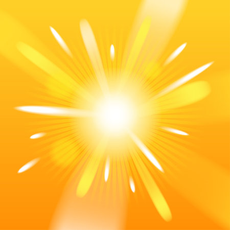 Yellow background with sun impact effect - concentrated beams and flaresのイラスト素材