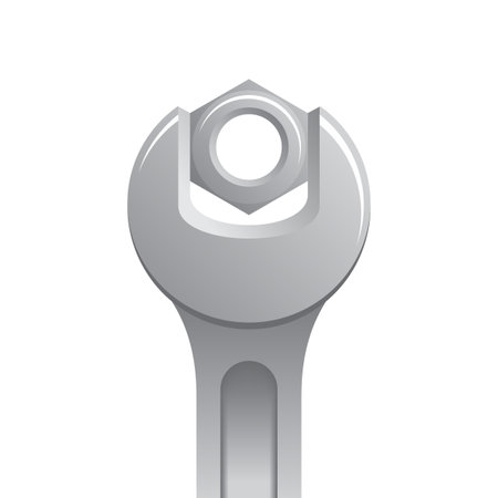 Wrench with nut - vector illustration of hand toolのイラスト素材