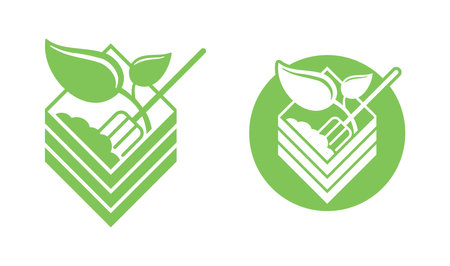 Organic fertilizer emblem with compost bin - farming agriculture useful component - naturally occurring organic animal wastes - isolated vector iconのイラスト素材