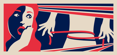 Weight Loss illustration - Before and After losing weight, wondering woman in retro vintage styleのイラスト素材