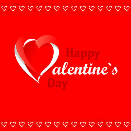 Happy Valentines Day handwritten calligraphic greeting with heart shape - vector card, bannerのイラスト素材
