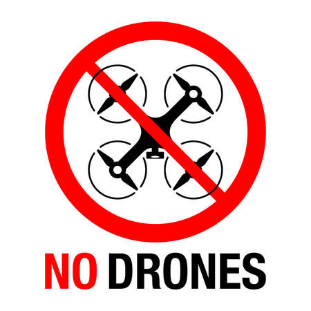 No drones prohibited sign for private forbidden area. Vector illustrationのイラスト素材